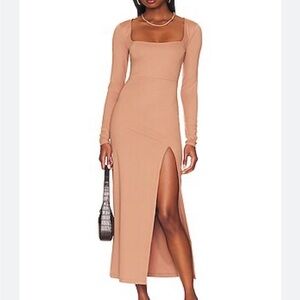 Slit Midi Dress in Camel
